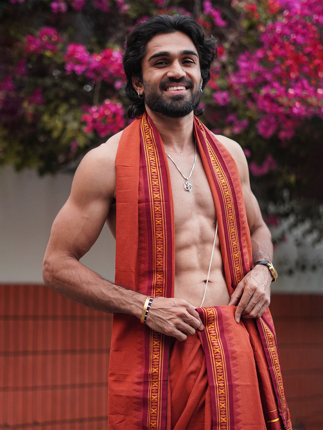 Men Panchakacham with Angavasthram Red (9+5) Shreeman Pet