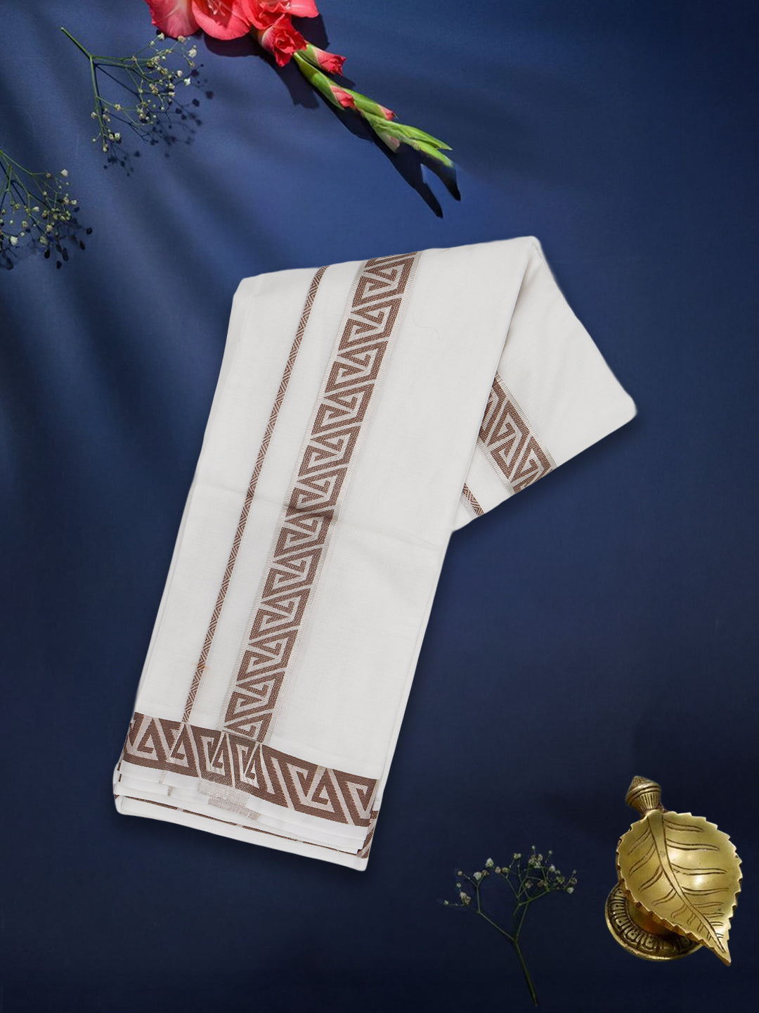 Men Premium Cotton Double Layer White Dhoti with Fancy Jari Border Luxury Club LC18