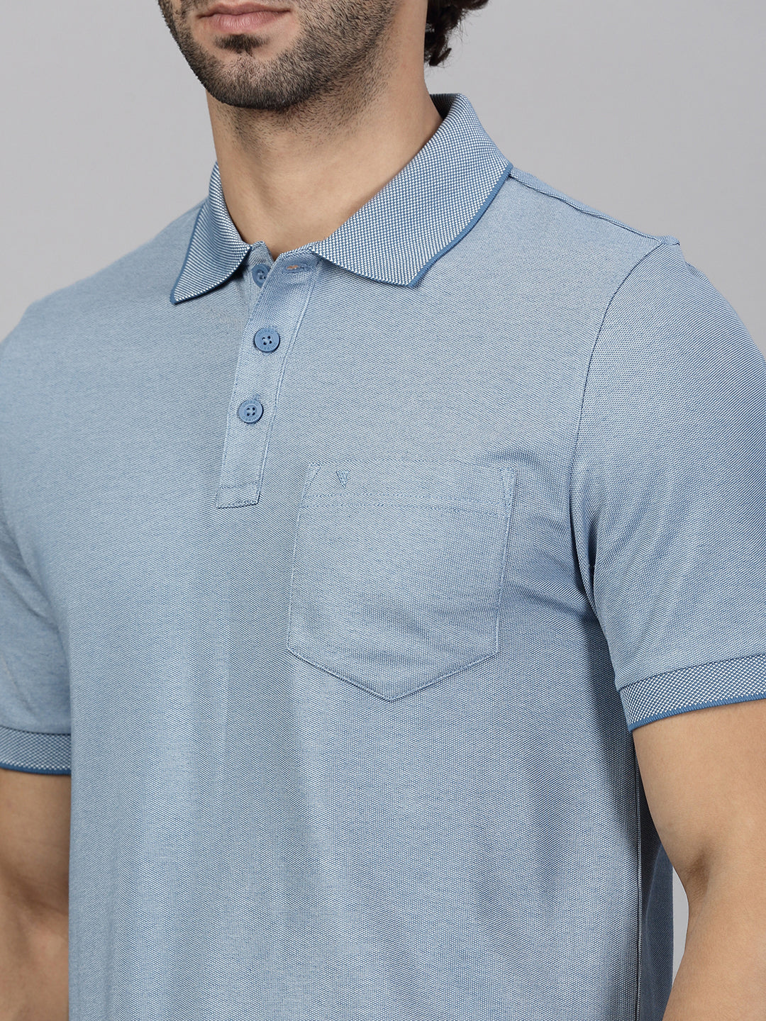 Men Cotton Rich Smart Fit Expert Polo T-Shirt Denim Blue EP27