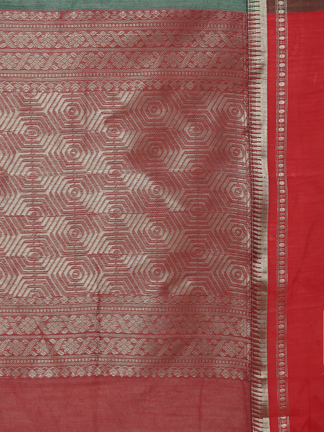 Women Green Kora Cotton Fancy Saree SK119