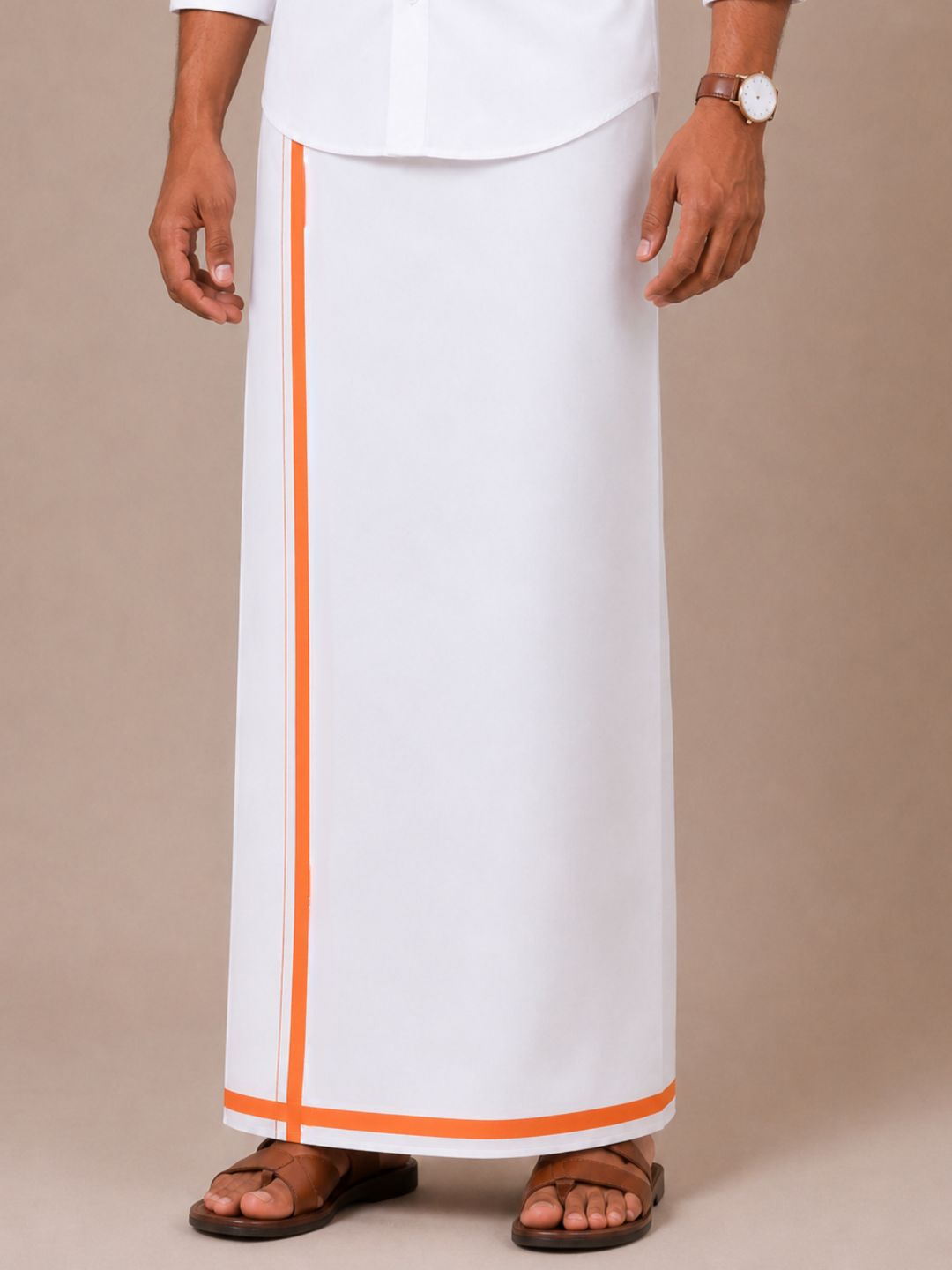 Men 100% Cotton Single Layer Small Border Dhoti Marina MR01