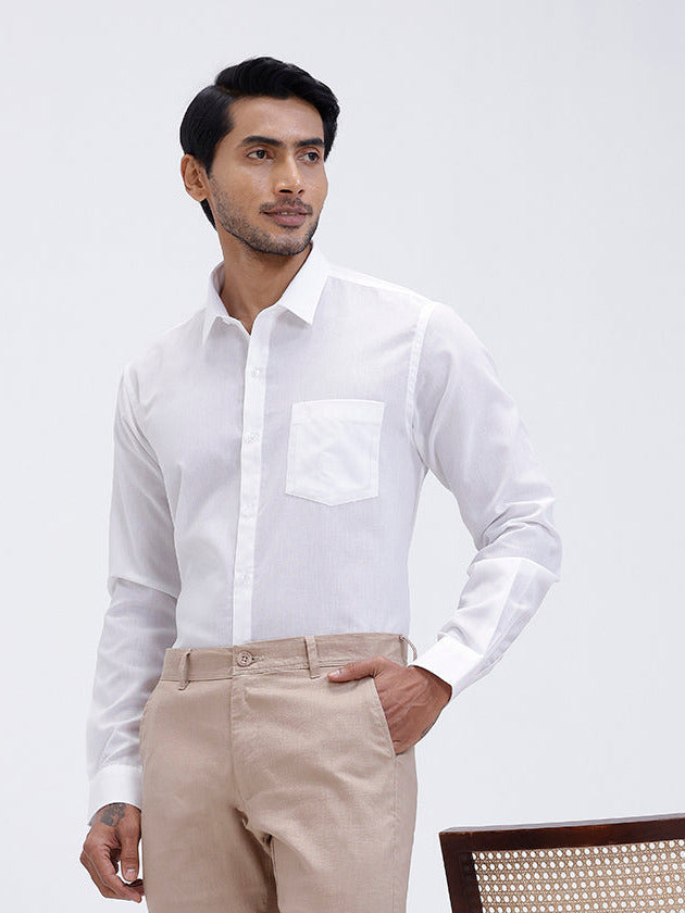 Mens Cotton Shirt and Linen Cotton Light Brown Trouser Combo TR15504