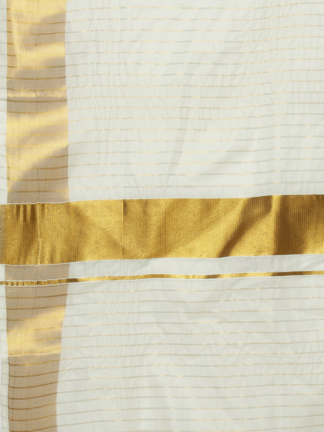 Women Traditional Kerala Cream Stripes Saree KS228