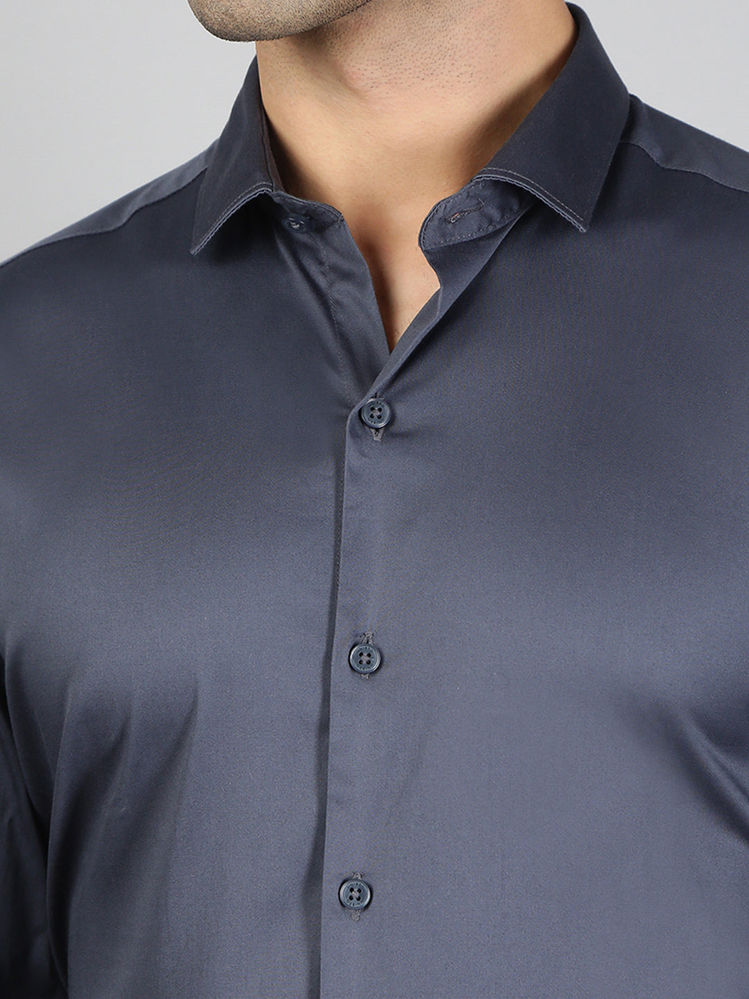 Men Stretch Cotton Shirt Greyish Blue FS31