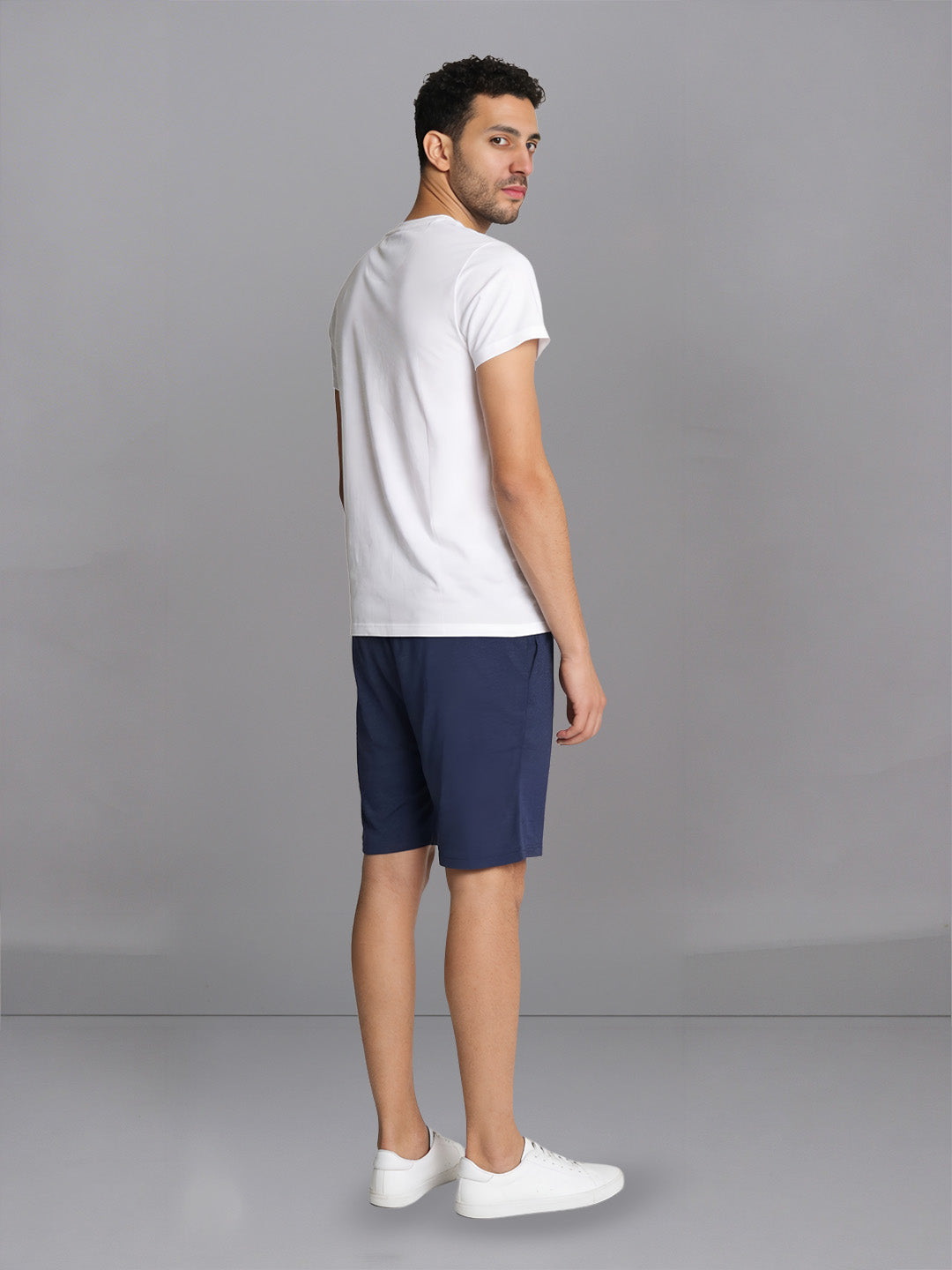 Men White Crew neck T-Shirt with Denim Shorts Combo ES10