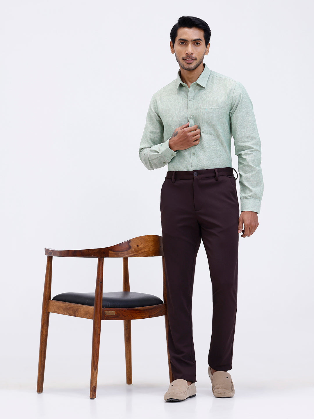 Men Cotton Rich Shirt Green Trendy 12 YL1