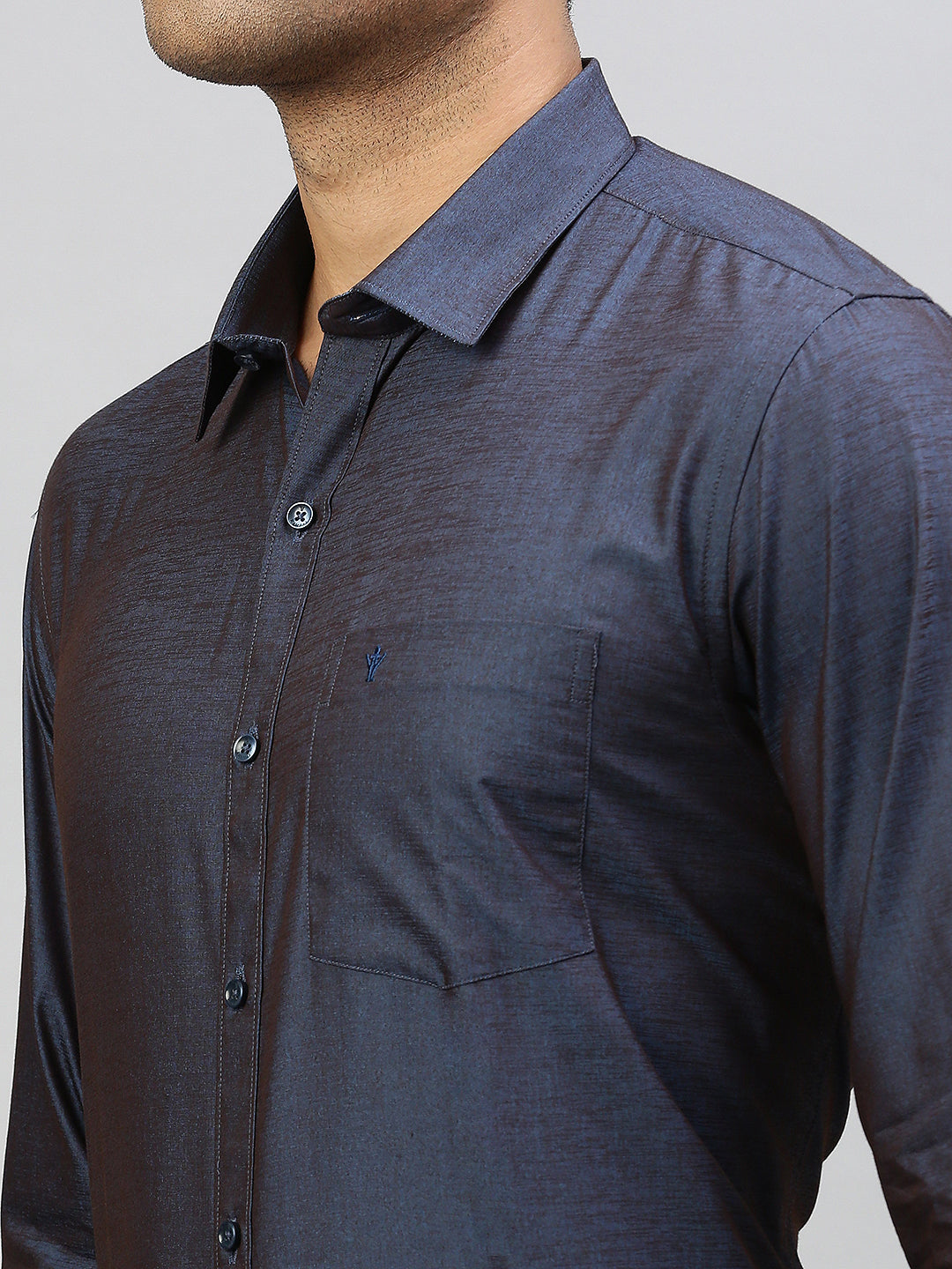 Men Cotton Blend Shirt Navy T46 TV4