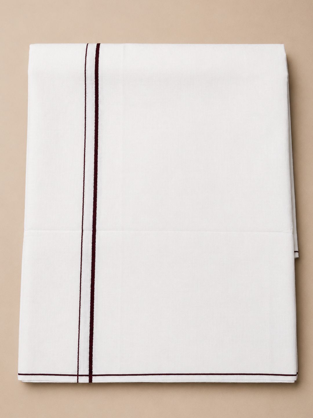 Men 100% Cotton Double Layer White Dhoti with Small Border Real Value RV01