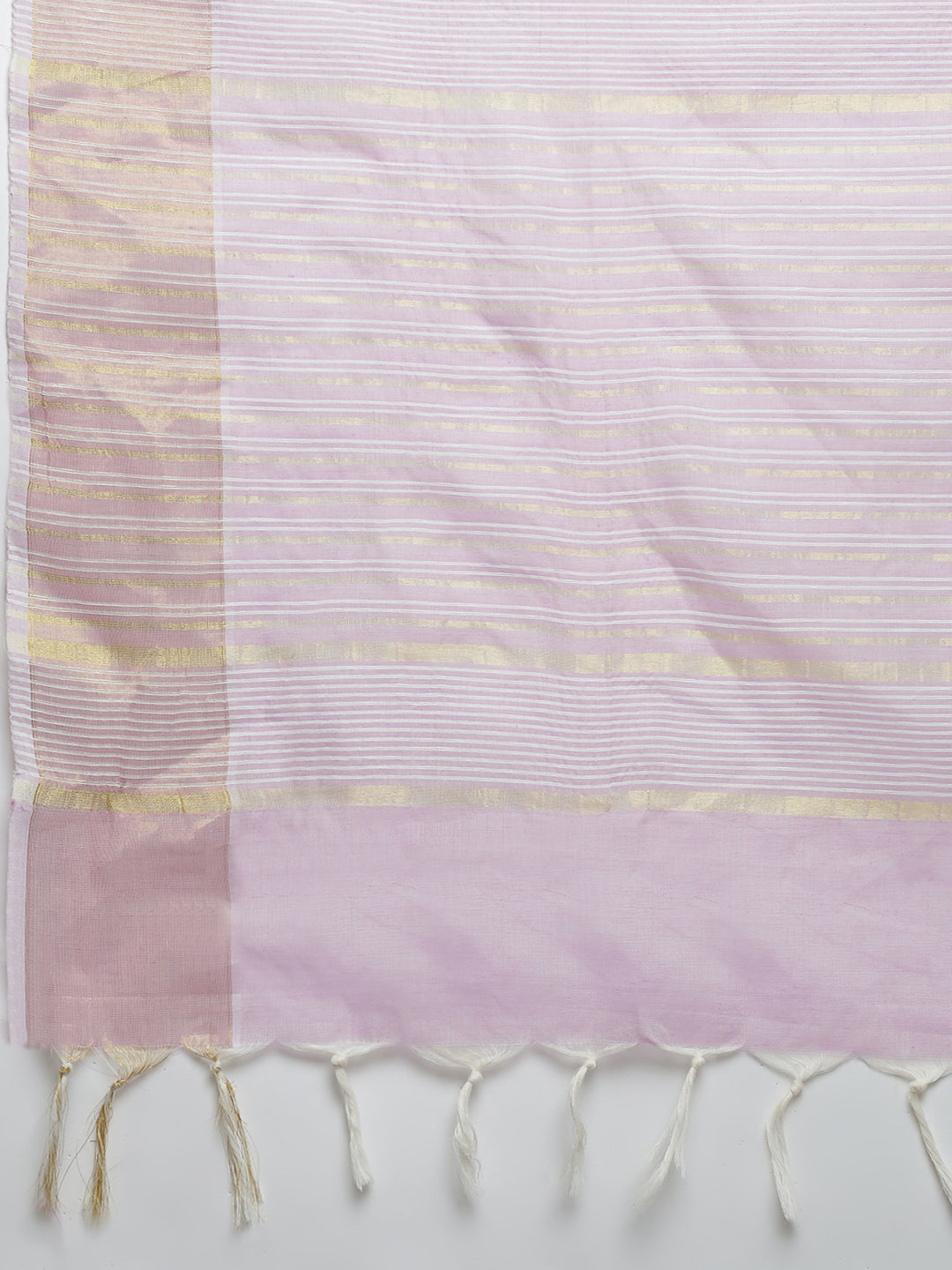 Women Lavender Striped Cotton Jute Saree CJ11