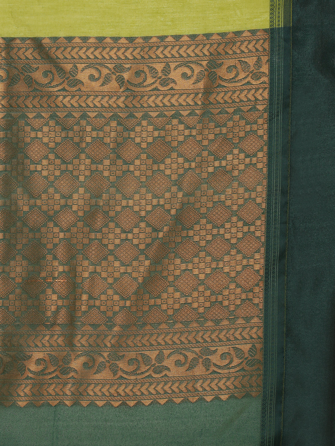 Women Kora Cotton Fancy Light Green Saree SK113