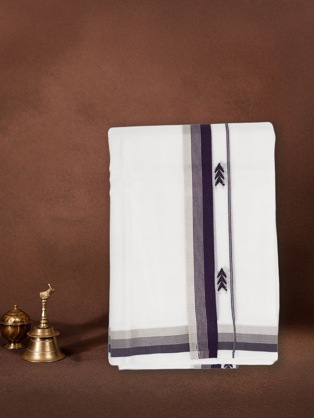 Men Premium Handloom White Dhoti with Fancy Border HLM80