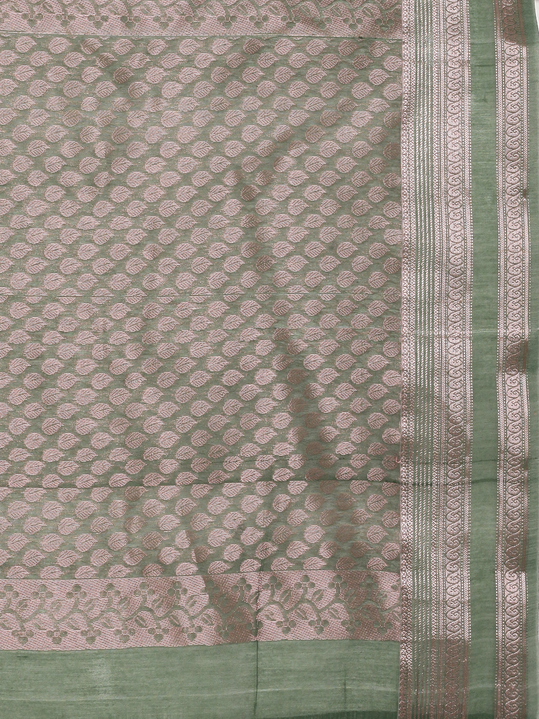 Women Light Blue Kora Cotton Fancy Saree SK103