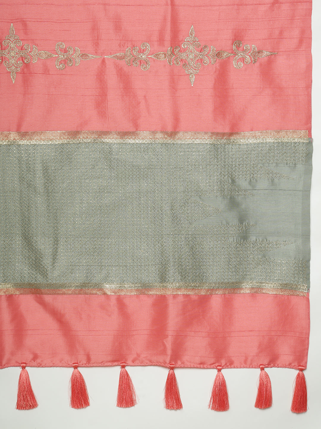 Women Pink Semi Tussar Embroidered Saree ST314