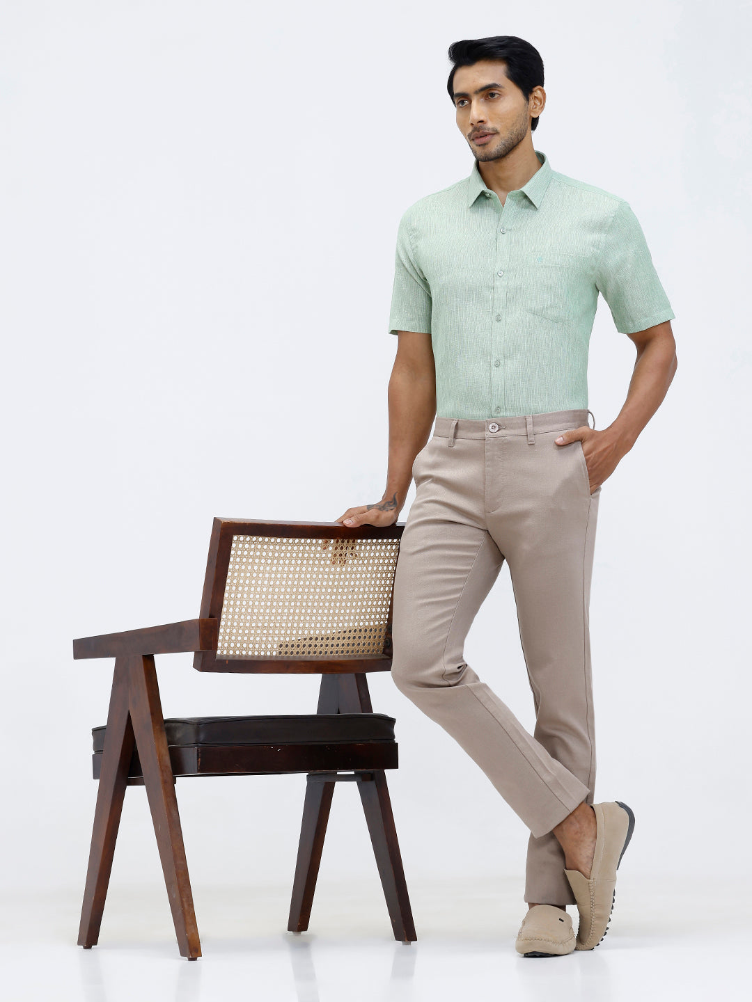 Men’s Smart Fit Cotton Lycra Stretch Brown Pant