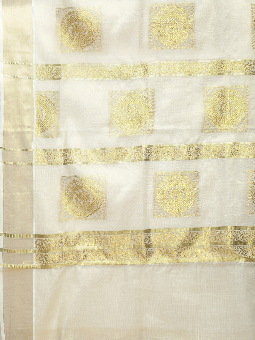 Women Traditional Kerala Tissue Gold Saree KS229
