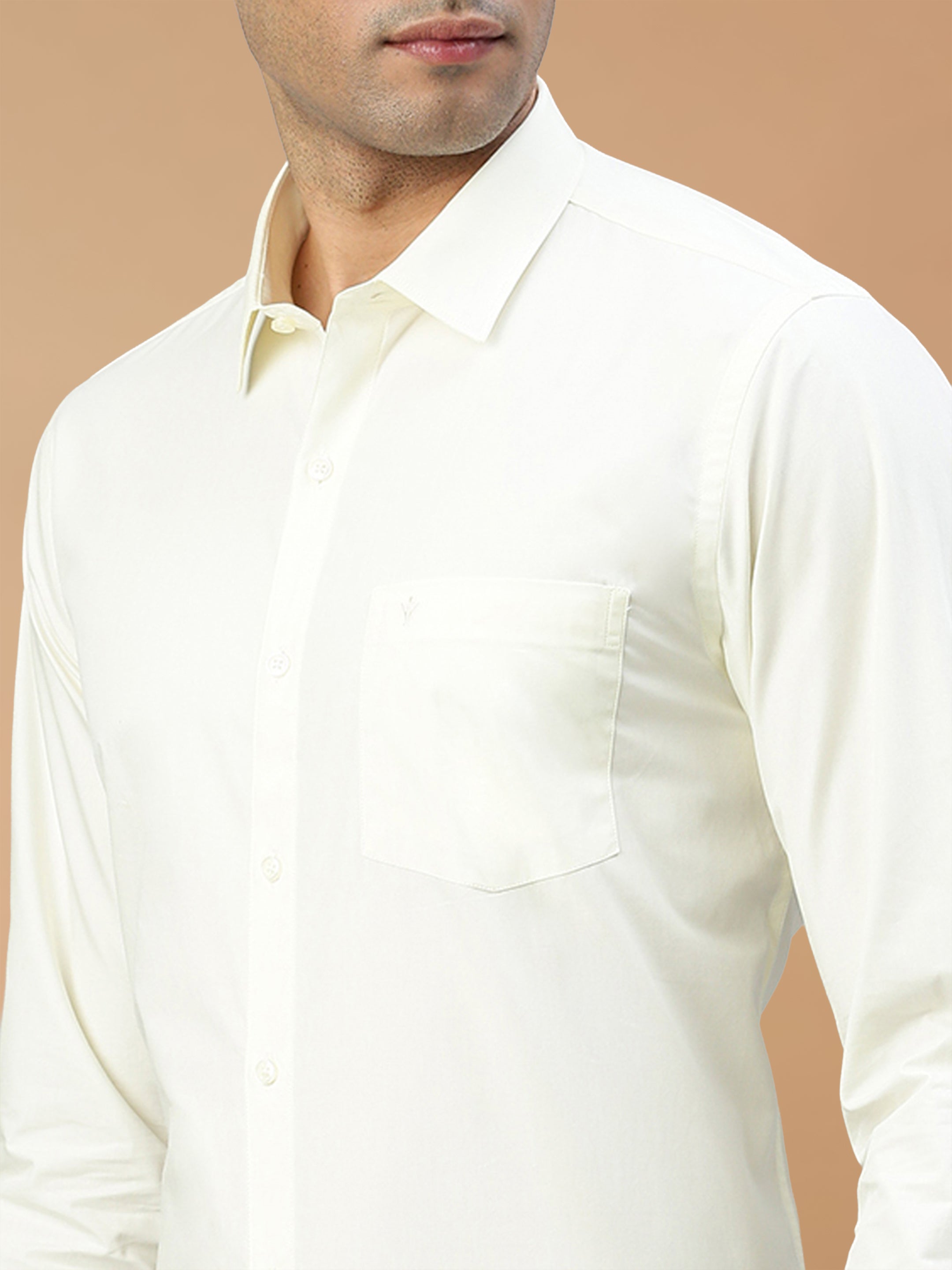 Cotton Rich Cream Regular Fit Shirt Mangalyam