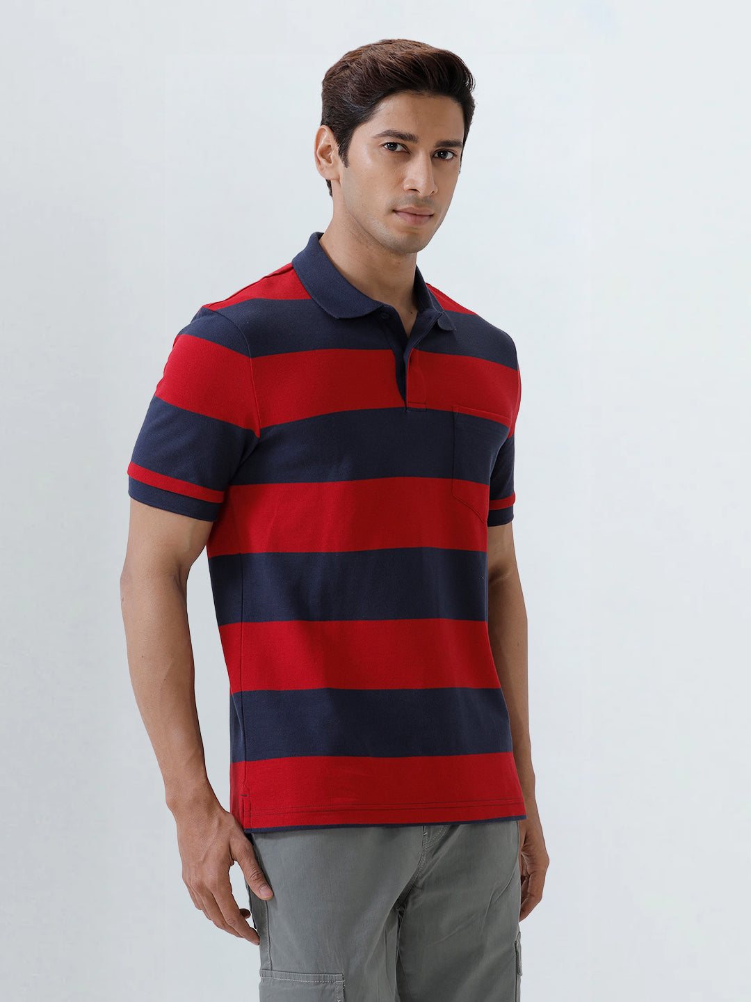 Men Smart Fit Exclusive Striped Polo T-Shirt Savvy Red ED3