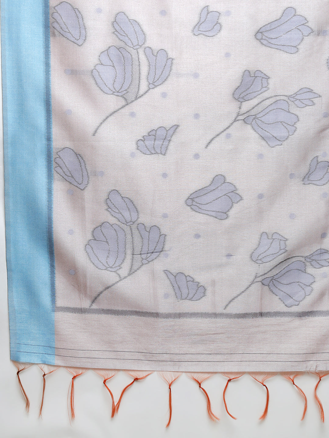 Women Semi Tussar Weaving Grey Saree ST319