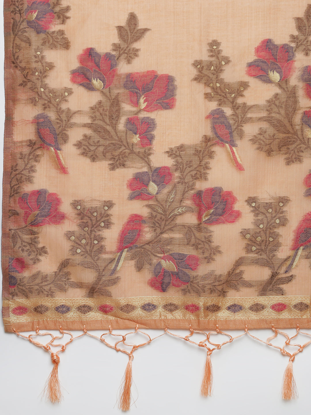 Women Orange Cotton Weaving Saree PCS249