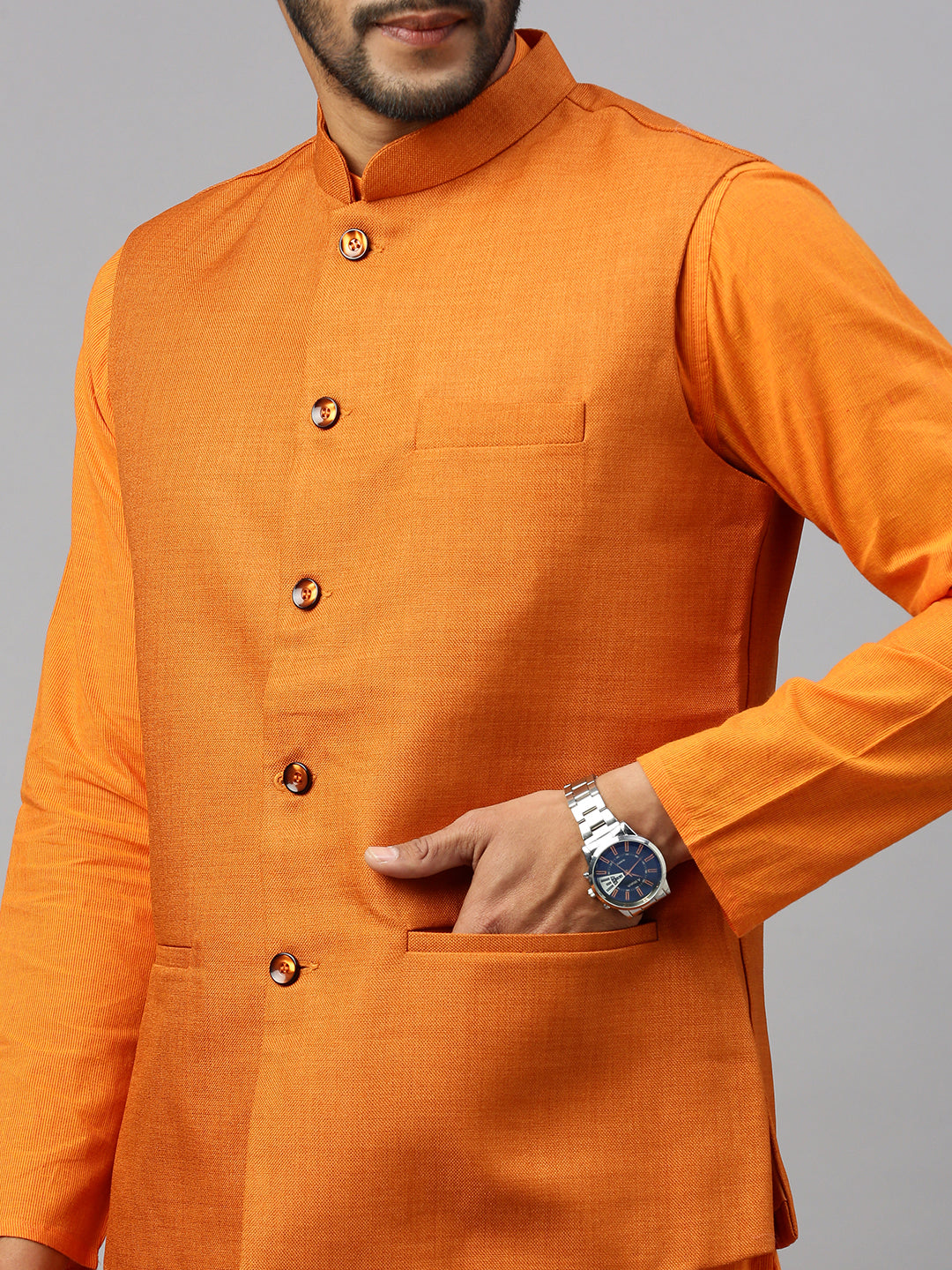 Men Ethnic Jacket Orange DW20