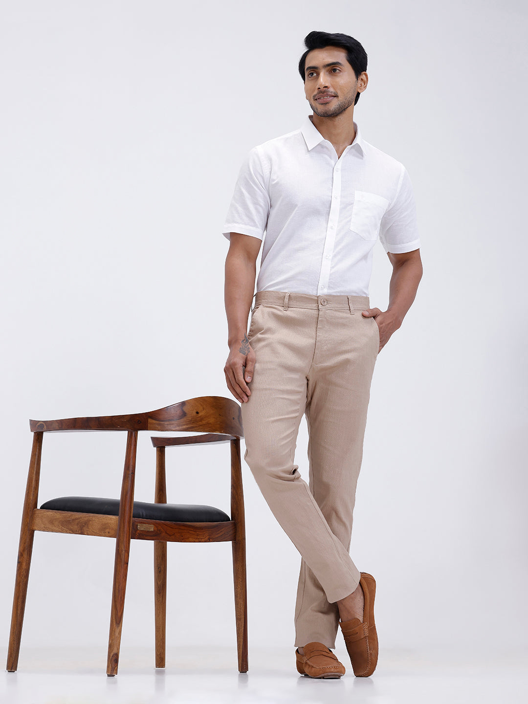 Mens Linen Cotton Half Sleeves Shirt and Pants Combo TR15504