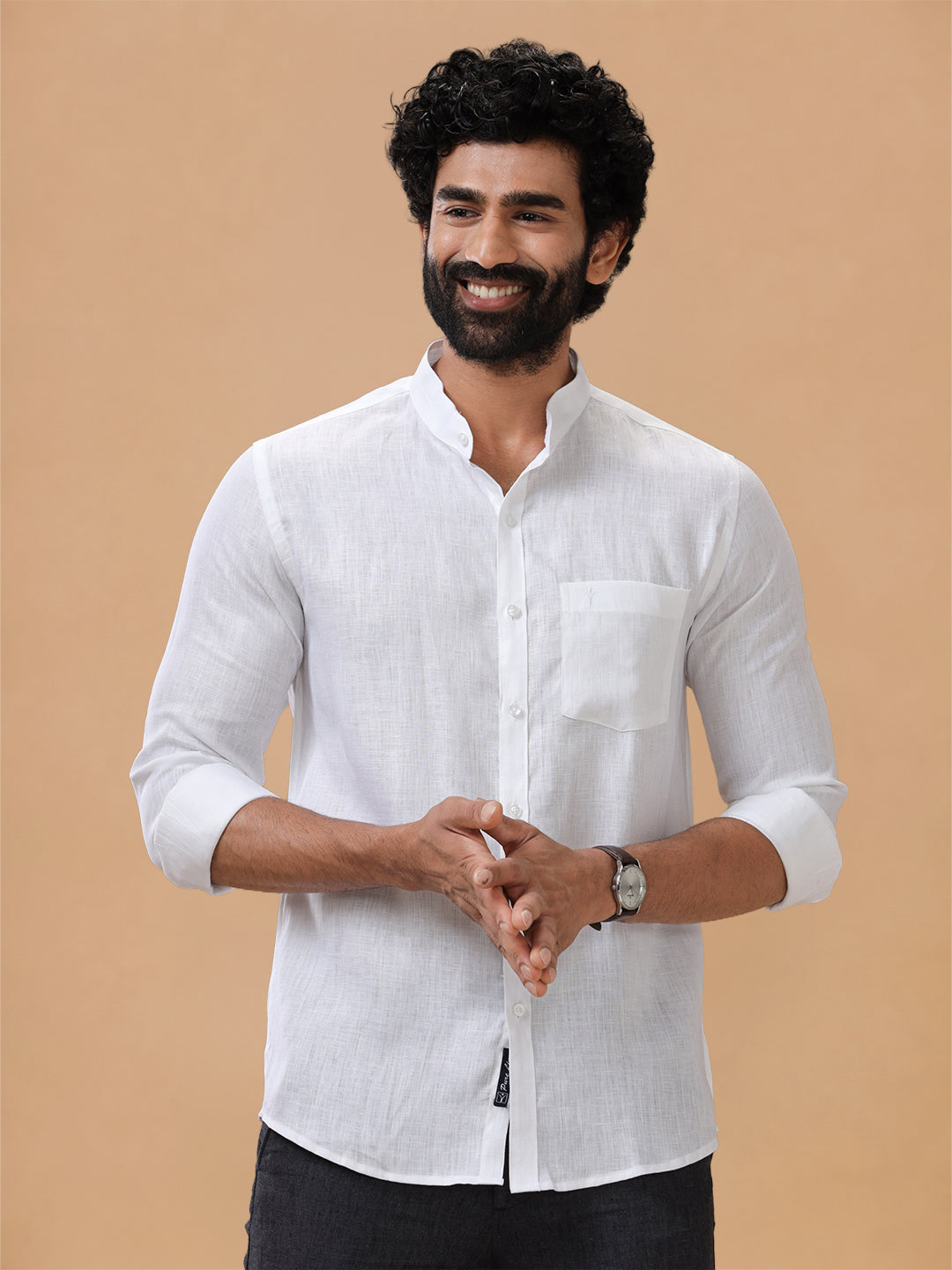 Pure Linen Chinese Collar White Shirt – Linen Park 5544