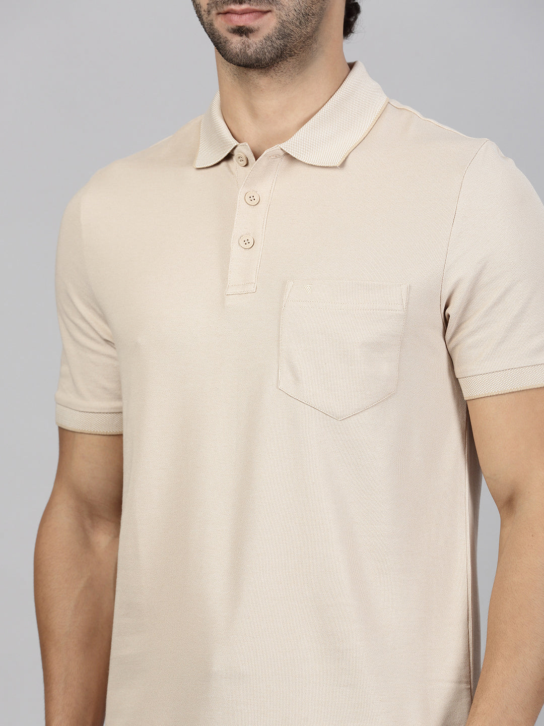 Mens Cotton Rich Smart Fit Expert Polo T-Shirt Beige EP31