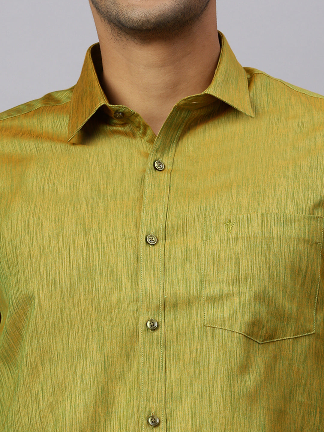 Men Bronze Olive Matching Border Dhoti & Full Sleeves Shirt Set CV8