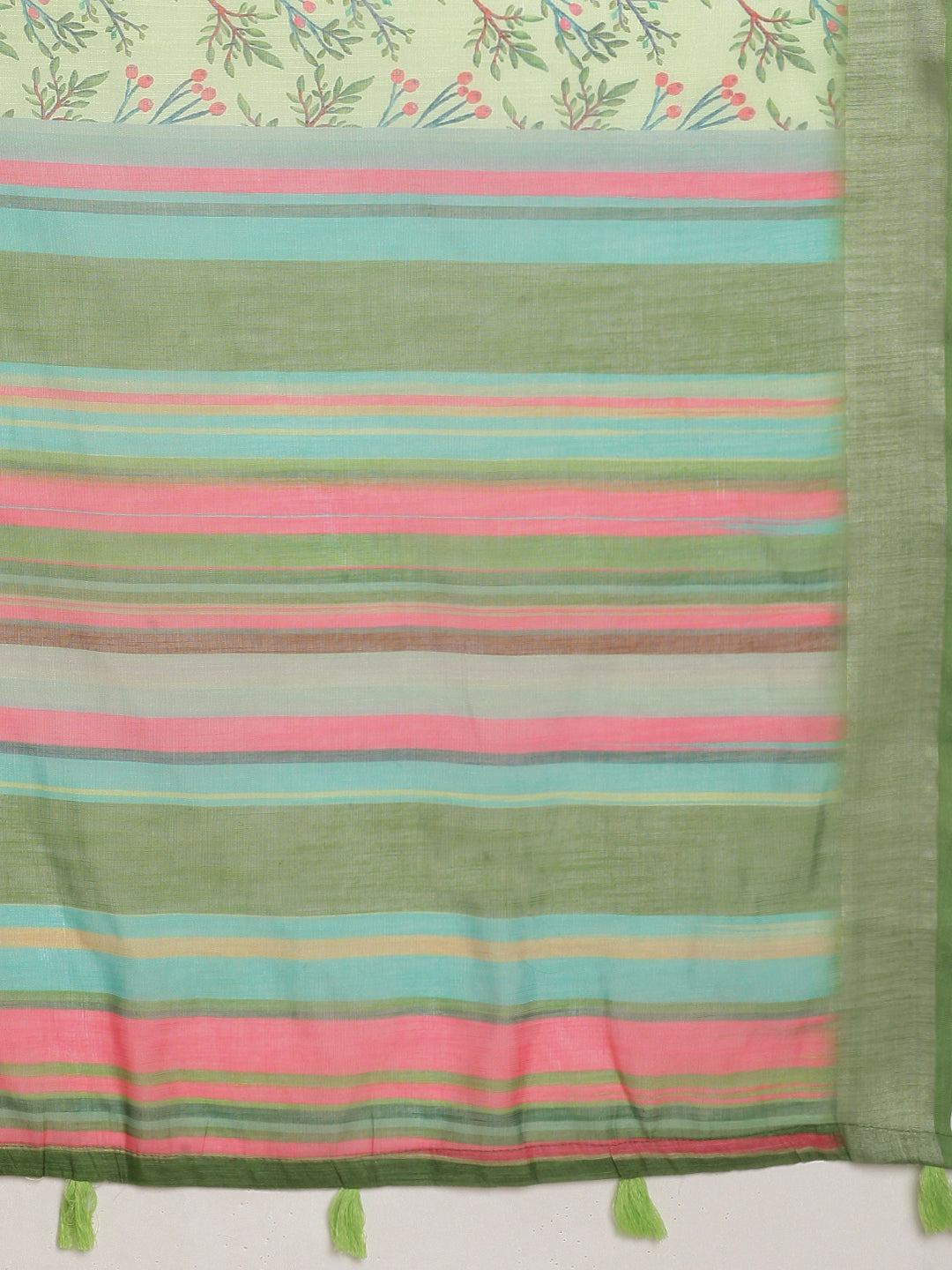 Women Green Semi Linen Saree SL234
