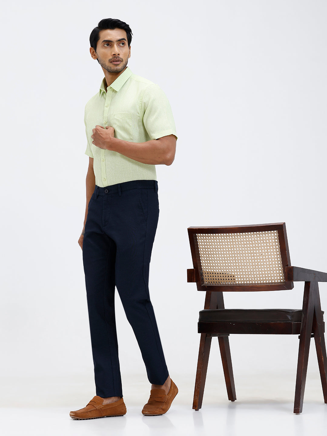 Men Cotton Rich Shirt Light Green Trendy 12 YL9