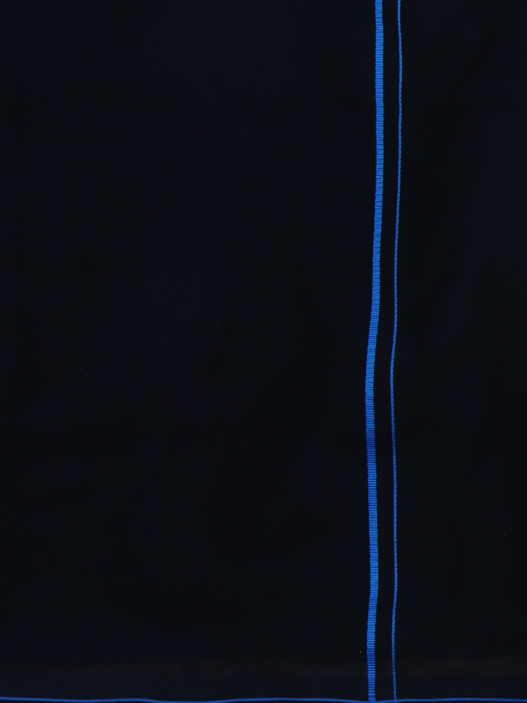 Men Cotton Blend Single Layer Black Dhoti & Towel Set with Blue Small Border Sudhan