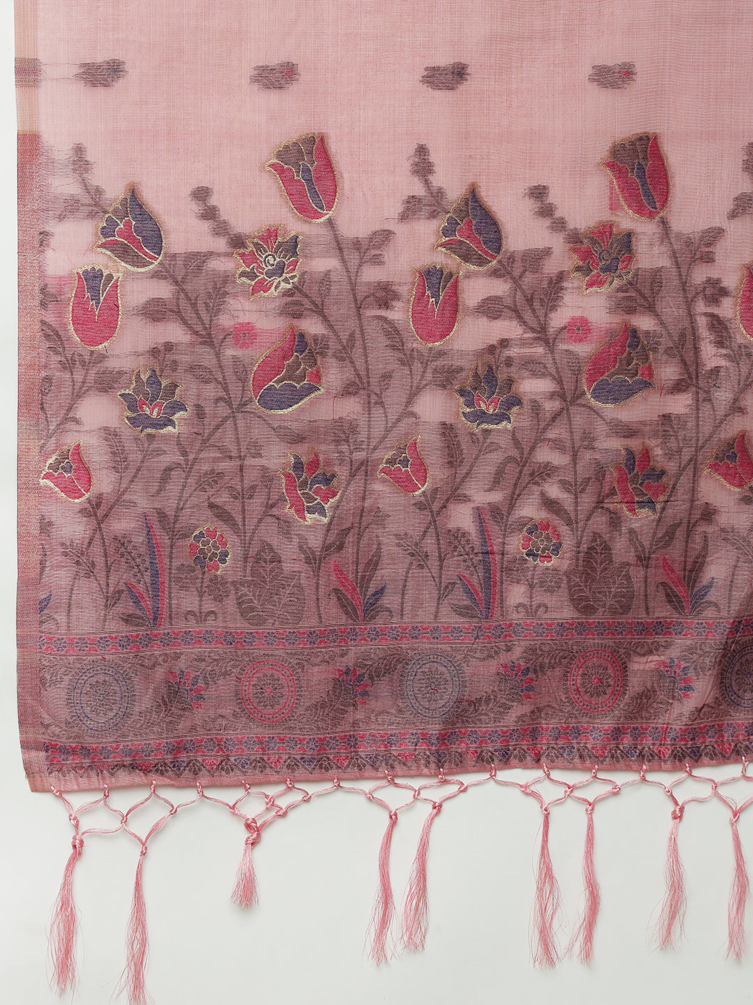 Women Pink Cotton Weaving Saree PCS253