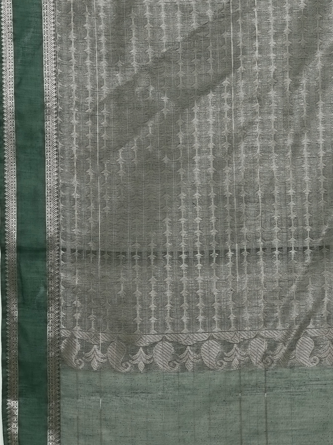 Women Dark Green Kora Cotton Saree SK99