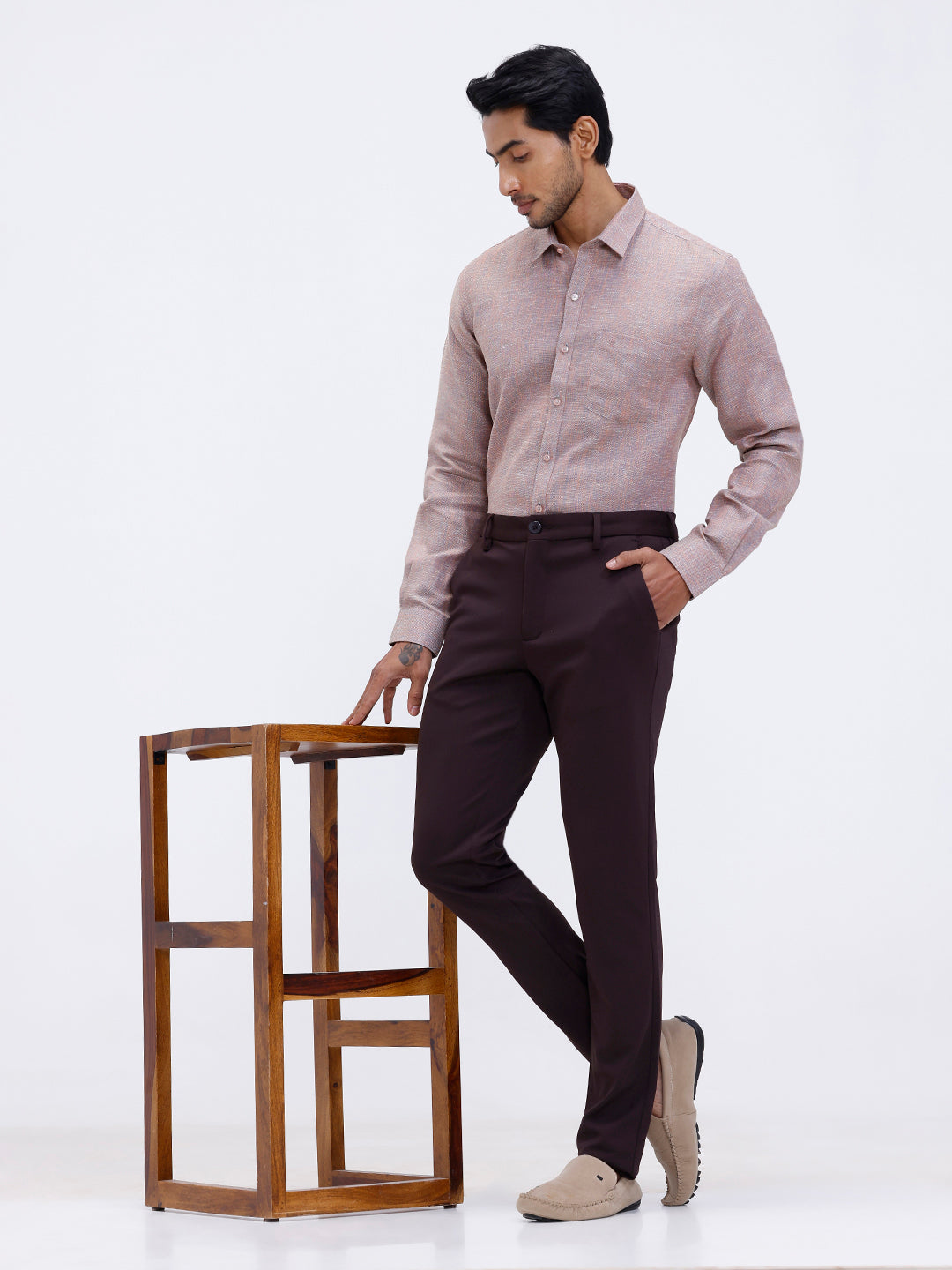 Men Cotton Rich Shirt Greeny Orange Trendy 12 YL16