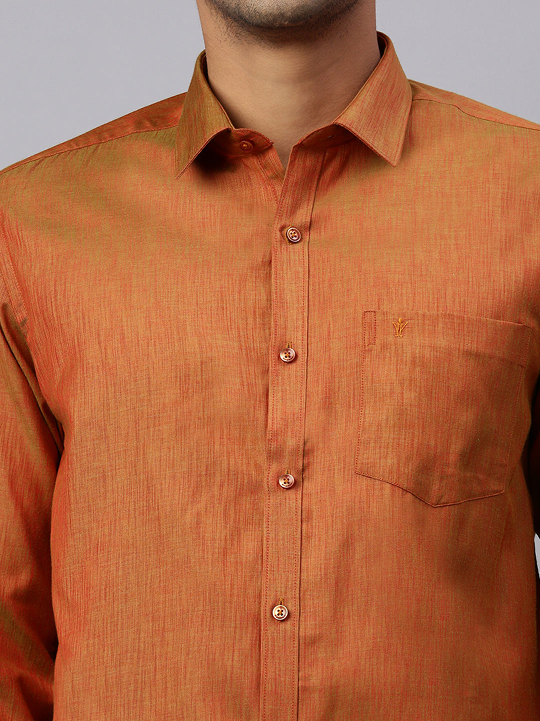 Men Brown Matching Border Dhoti & Full Sleeves Shirt Set CV3