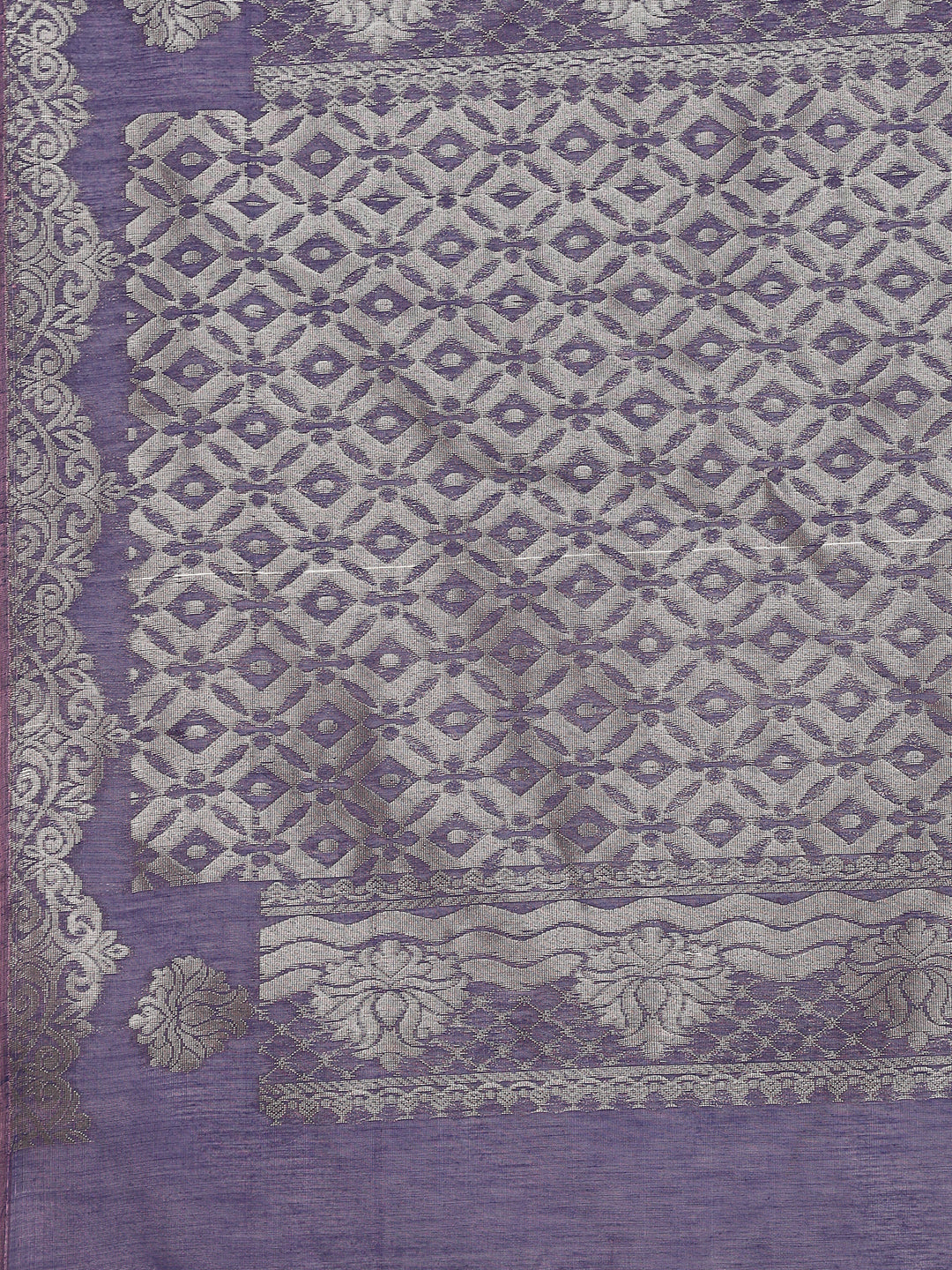 Women Lavender Kora Cotton Saree SK101