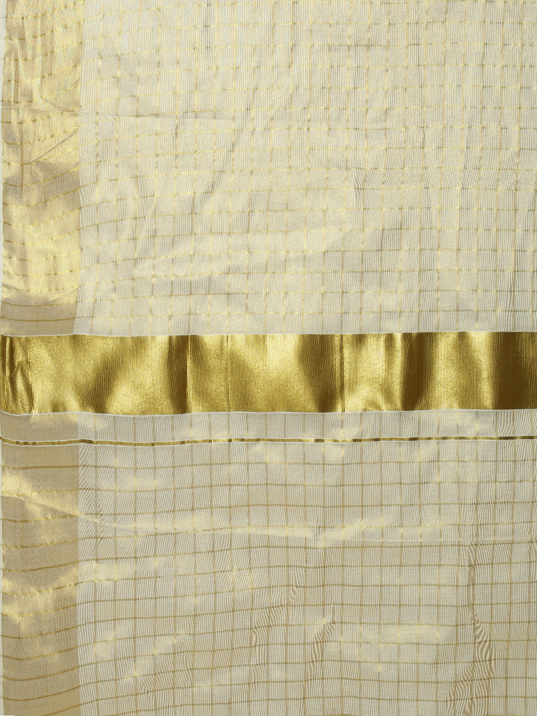 Women Traditional Kerala Tissue Gold Checks Saree KS218