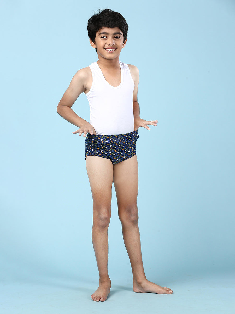 Boys Combed Cotton Assorted Colour Print Briefs (Pack of 5)