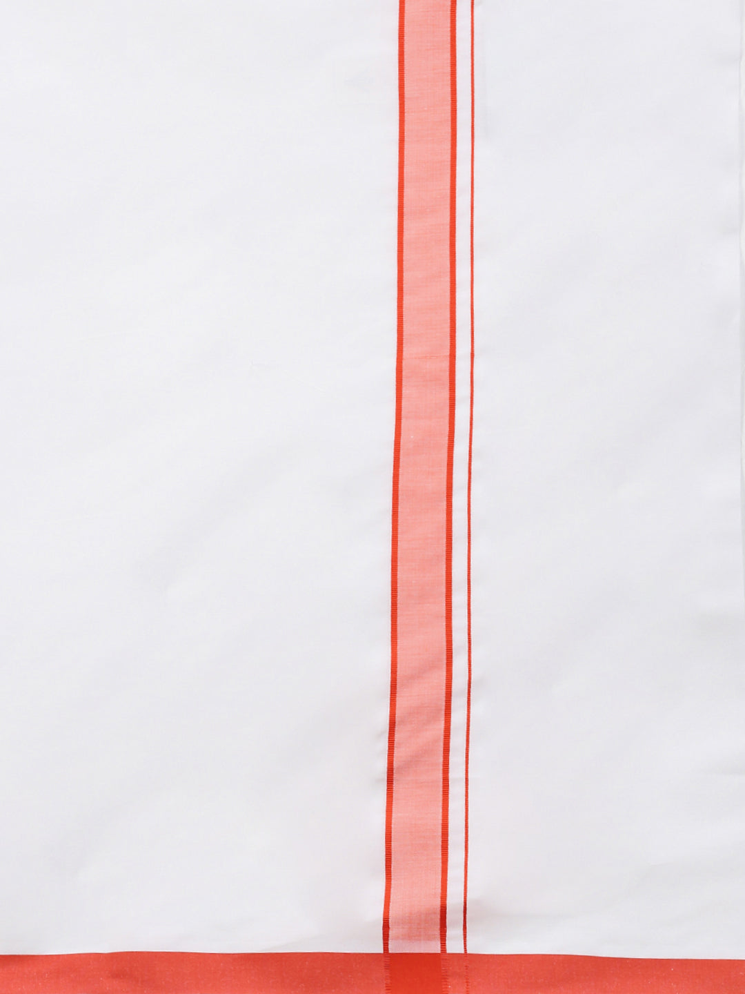 Men White Shirt with Scarlet Orange Border Single Layer Dhoti Combo WP17
