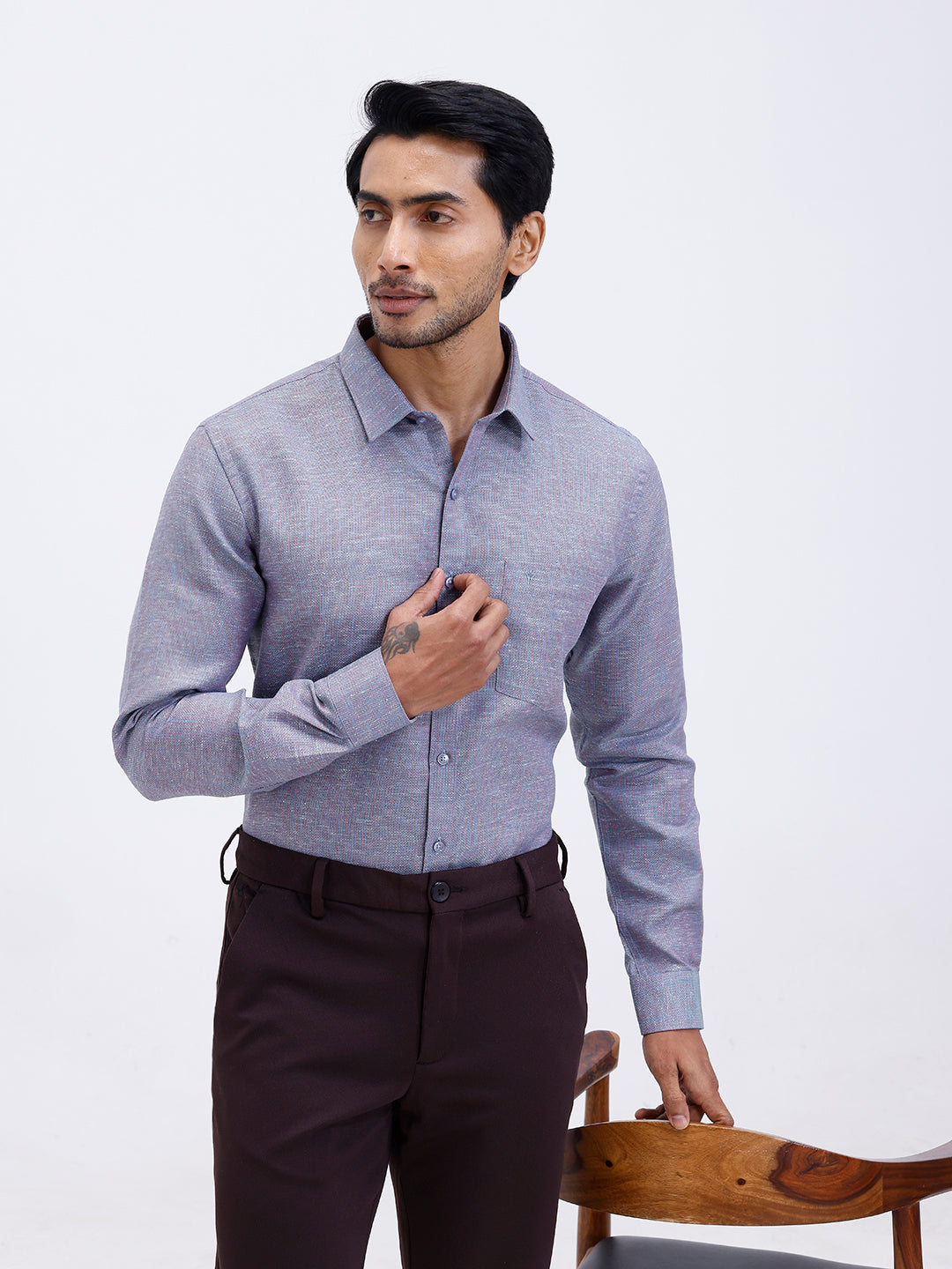 Men Cotton Rich Shirt Greeny Blue Trendy 12 YL13