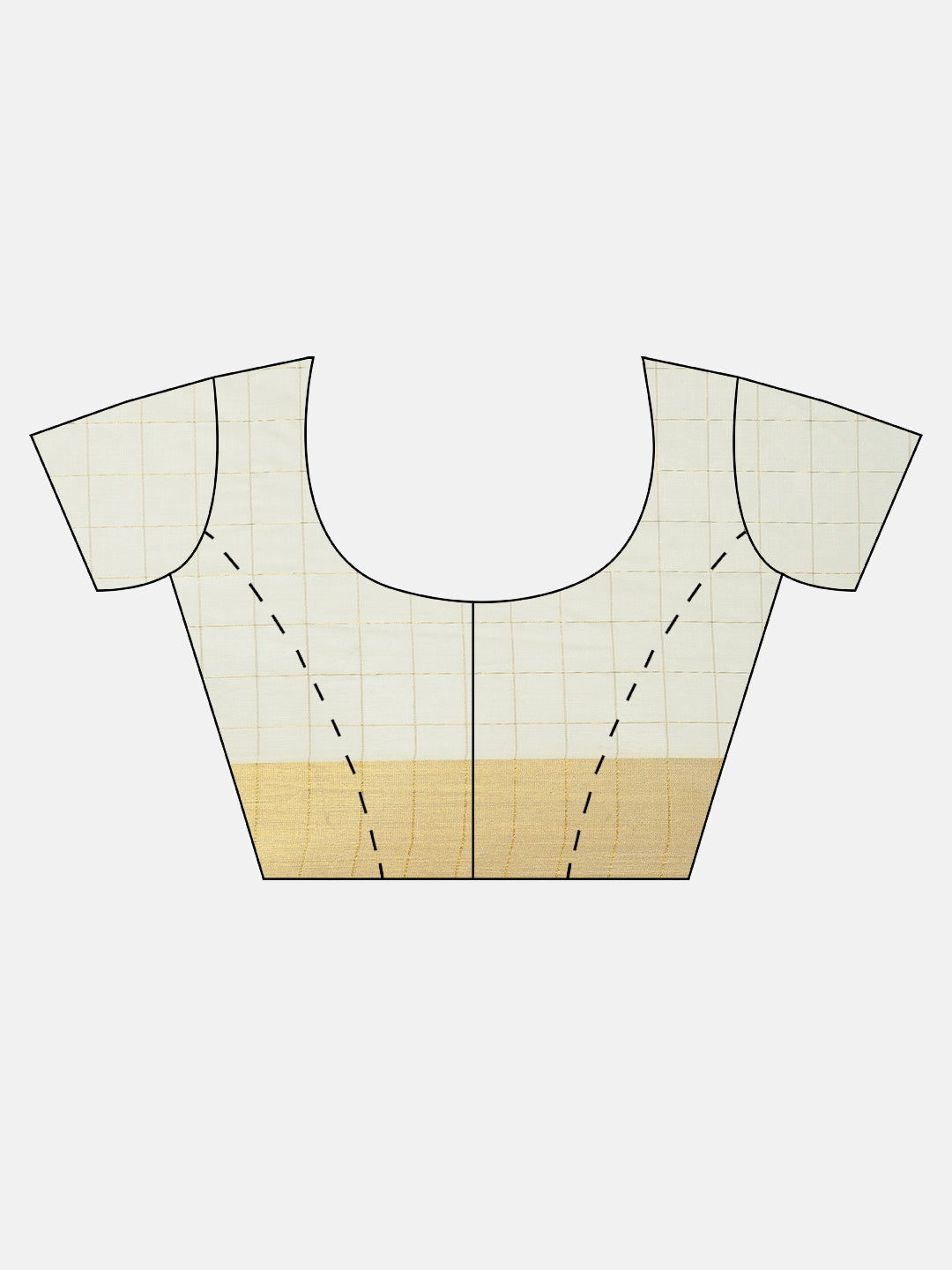 Women Traditional Kerala Cream Checks Saree with Gold Jari KS226