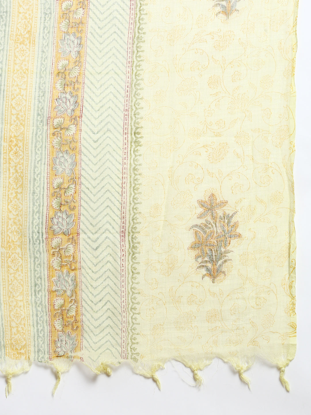 Women Cotton Yellow Collar Neck Straight Cut Print & Embroidered Kurti Set PKS16-Shawl view