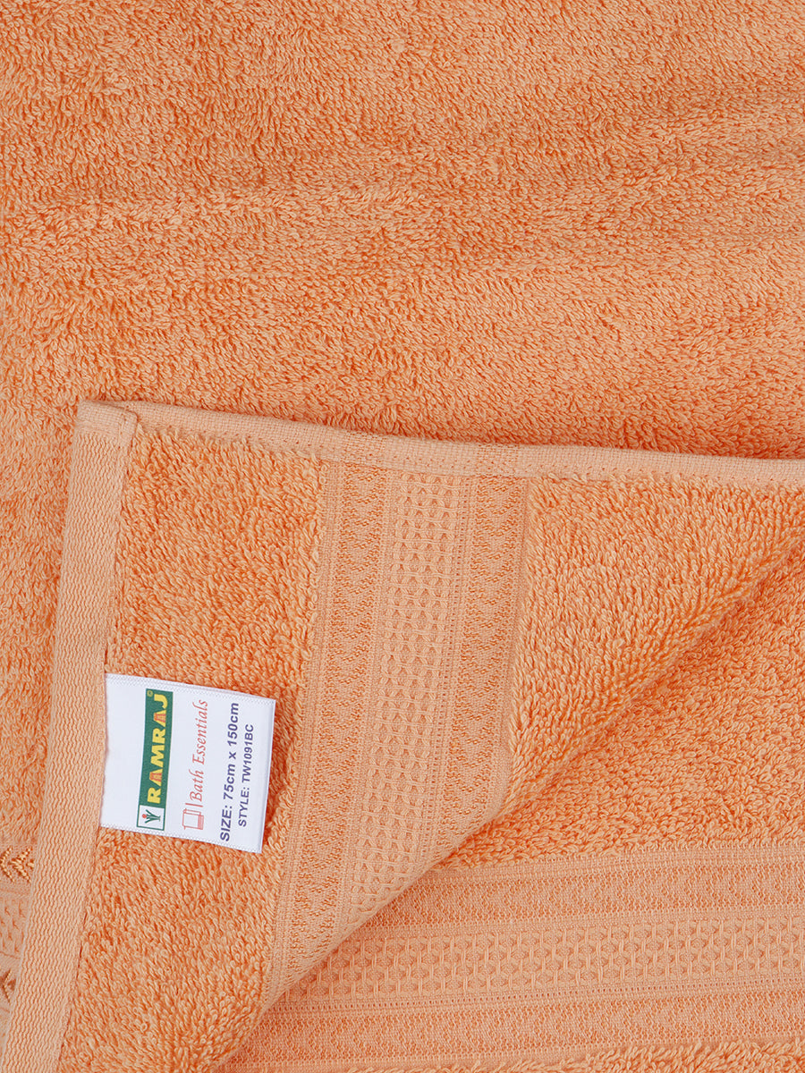 Highly Absorbent & Quick Dry Cotton Bamboo Terry Towel Set – Orange Hand, Face & Bath Towels (Pack of 3)