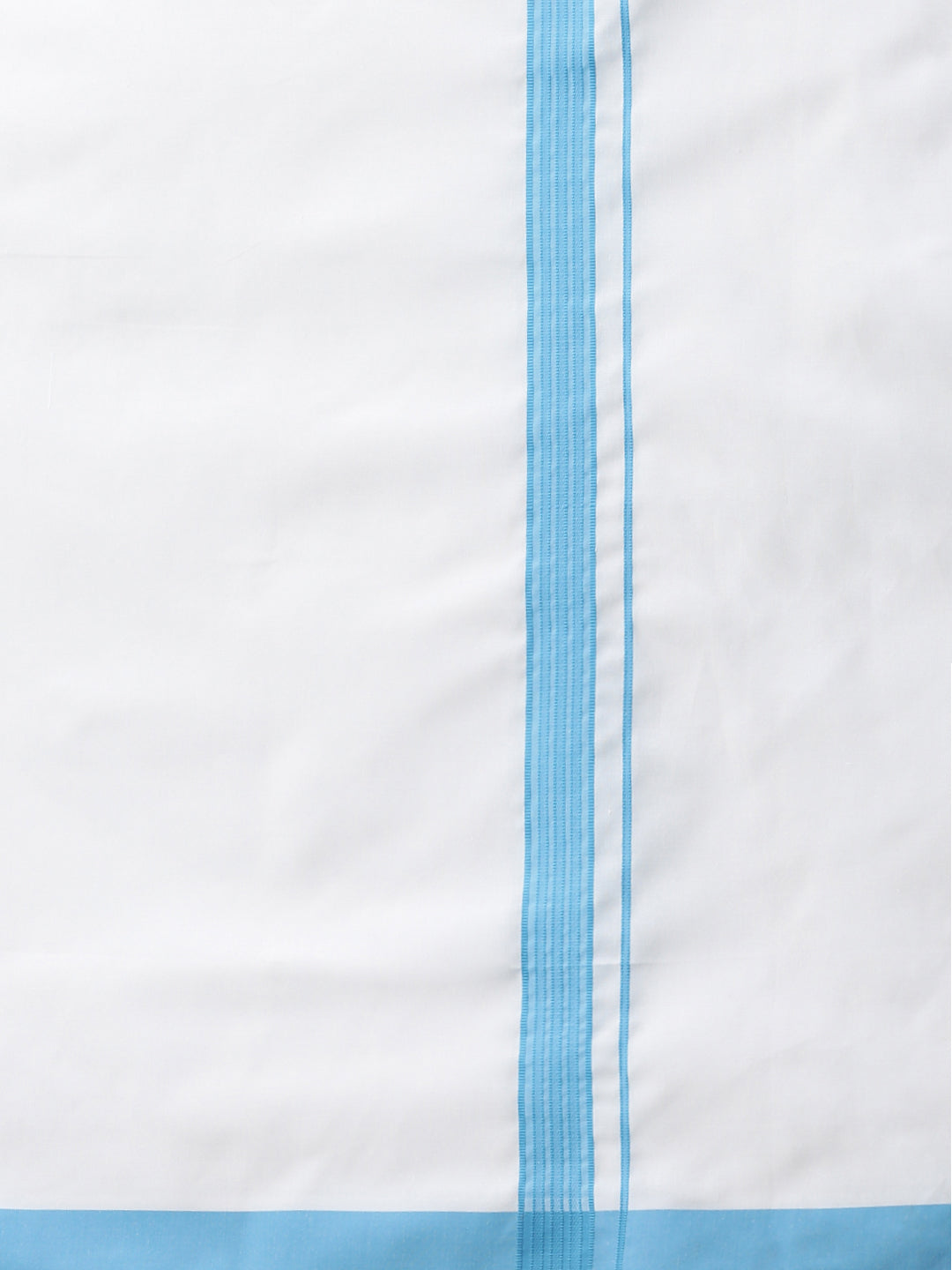Men Eastern Blue Matching Border Dhoti & Full Sleeves Shirt Set CV5