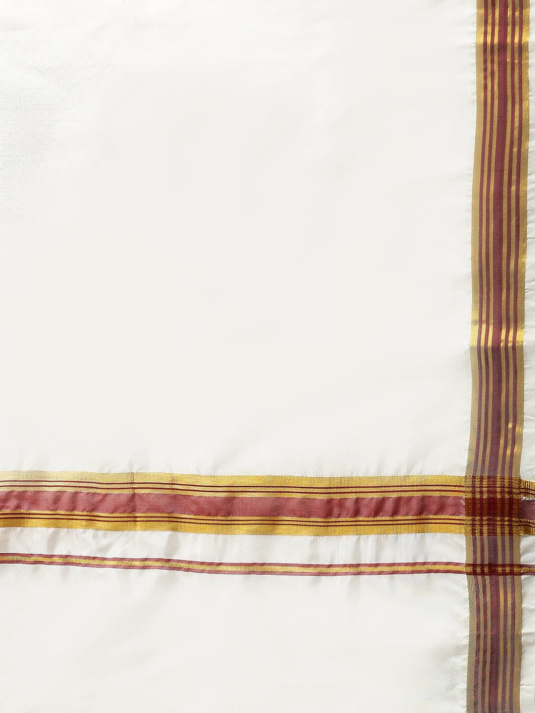 Men Full Sleeves Maroon Shirt with Matching Border Cream Dhoti & Towel Set K7