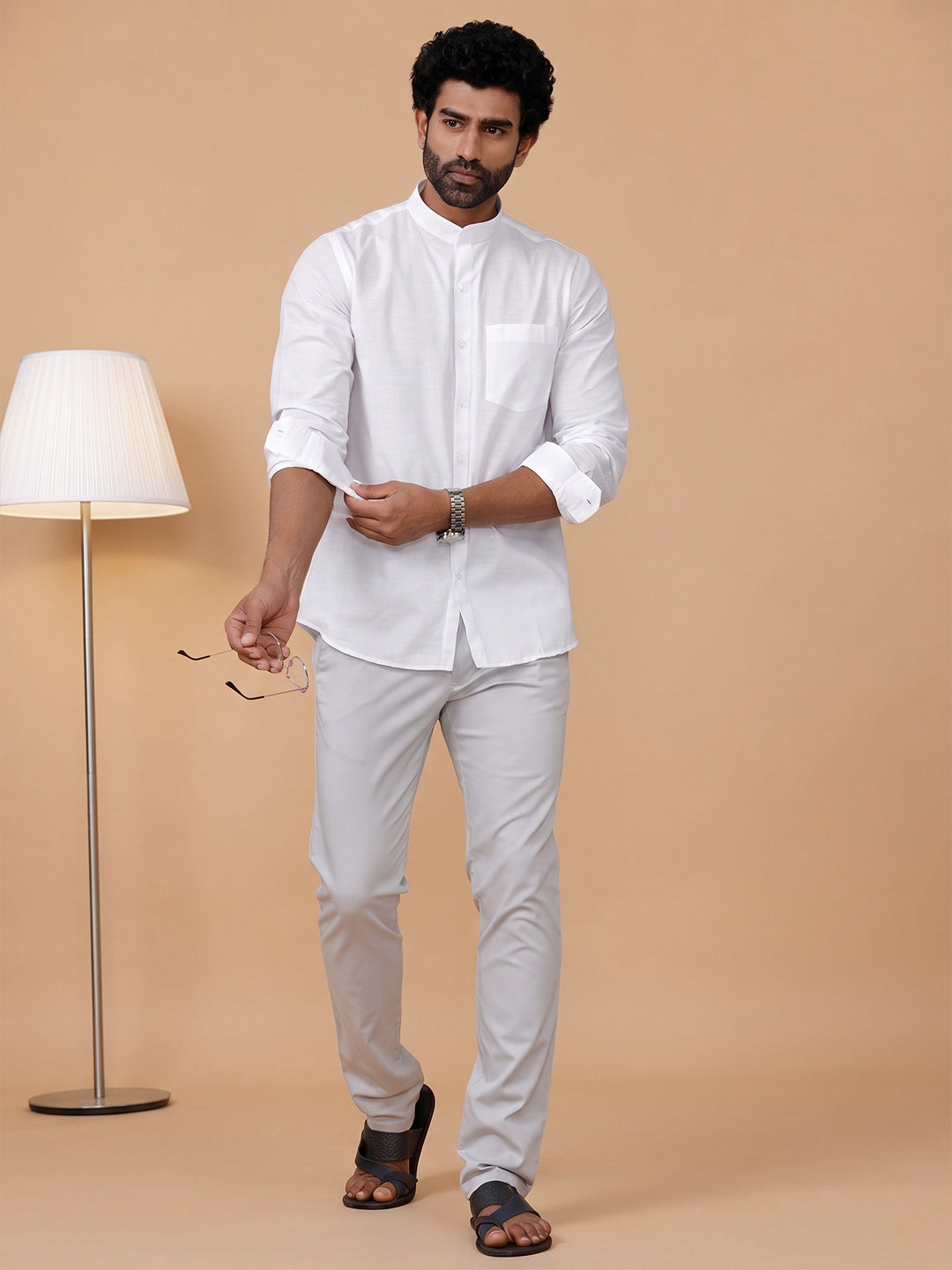 Cotton Linen Chinese Collar White Shirt – Craze