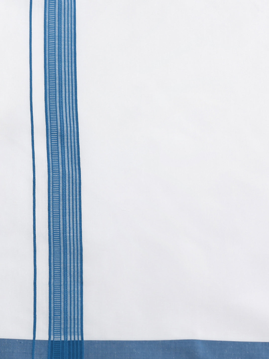 Men Peacock Blue Matching Border Dhoti & Full Sleeves Shirt Set CV6