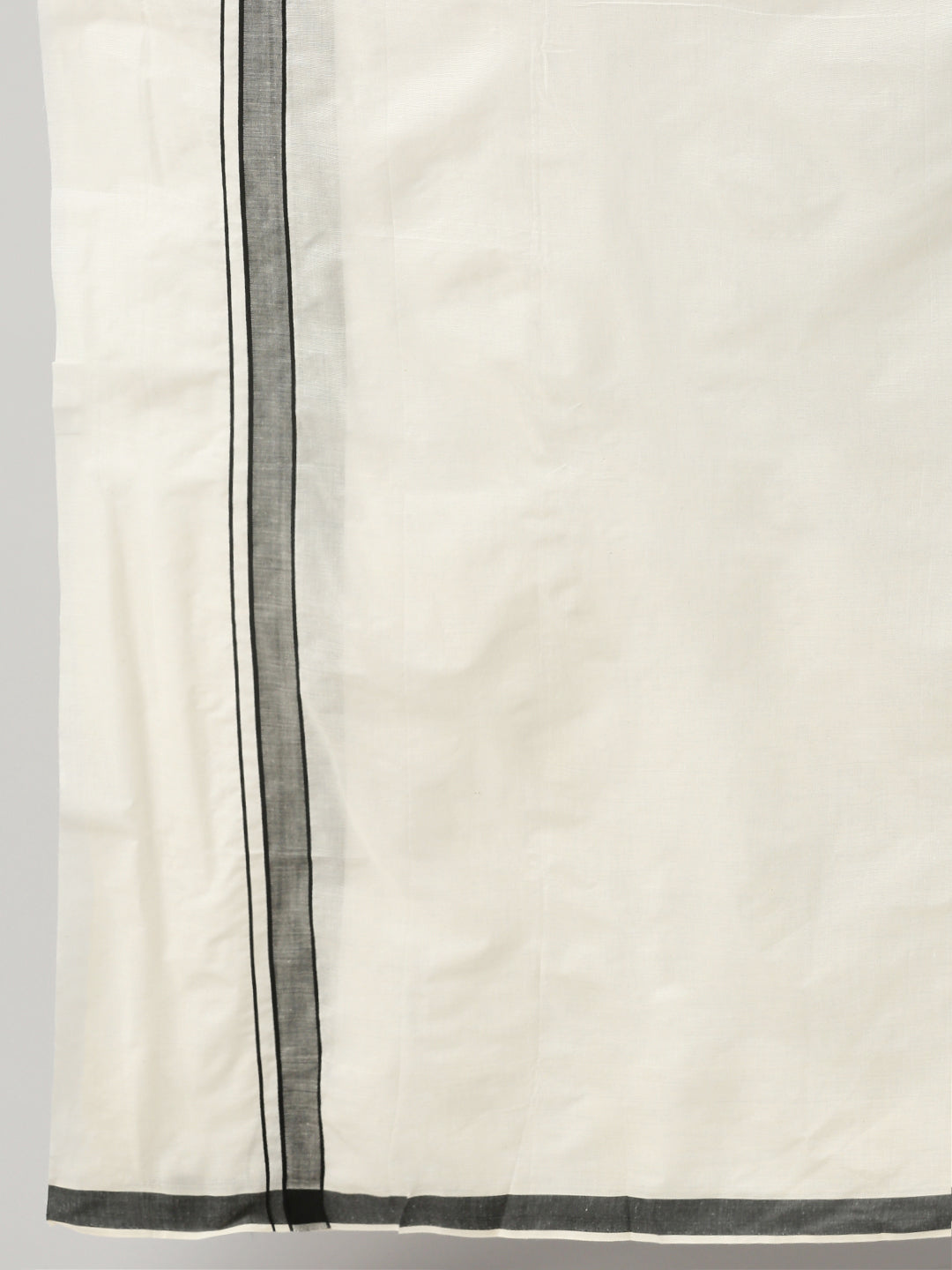 Men Black Fancy Border Double Layer Kora Dhoti Anchor Kora Plain