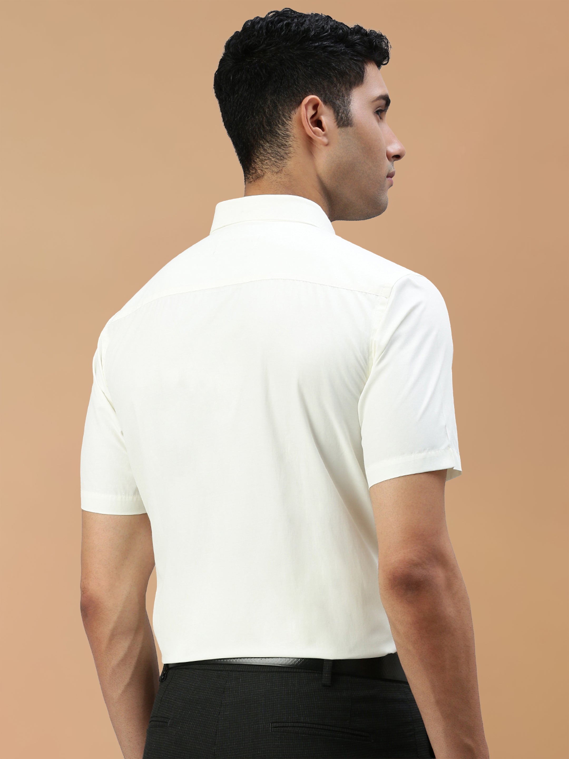 Cotton Rich Cream Regular Fit Shirt Vivaham