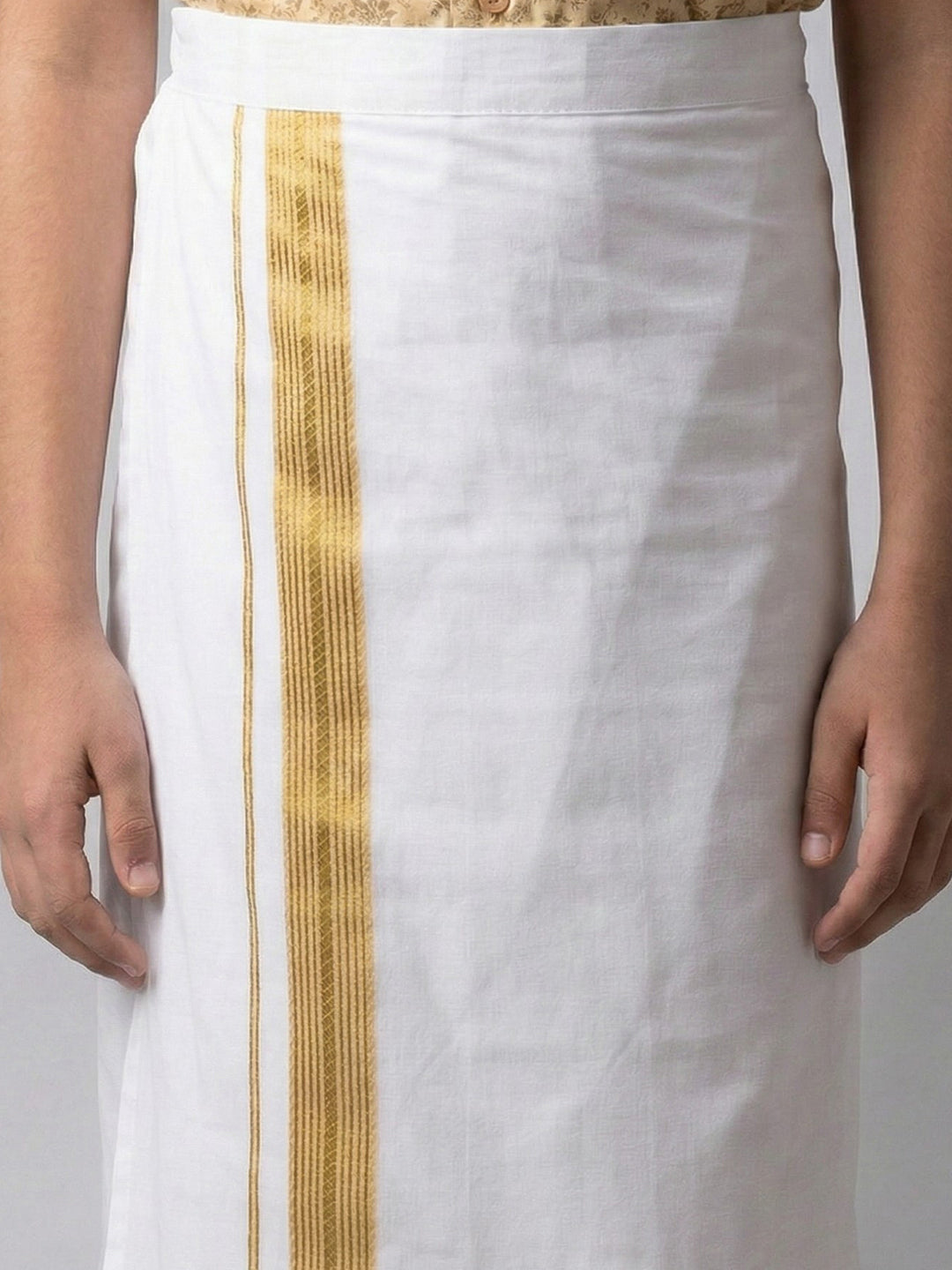 Boys Sandal Matching Border Dhoti With Printed Shirt Set Fusion PS21